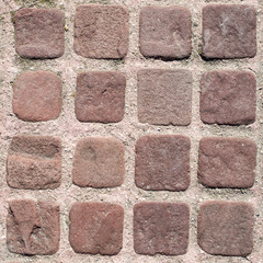 Small brown paves with pink joints
