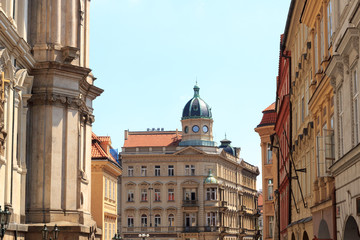 Typical building facade in Mala Strana (Lesser Town), Prague