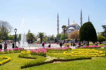 Rolgordijnen Sultan Ahmed Mosque with the square in front of it © t0m15