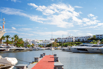  view of the Cala D'Or yacht marina harbor with recreational boa