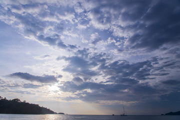silhouette of sunset and sea beach, phuket, thailand