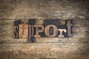 Fototapeta premium Support, word written with vintage letterpress type