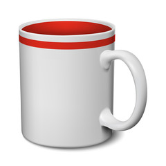 Gray and red mug realistic 3D mockup on a white background vector illustration
