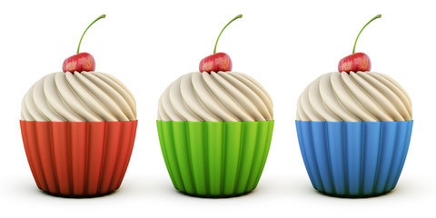 Colorful cupcakes of different flavors