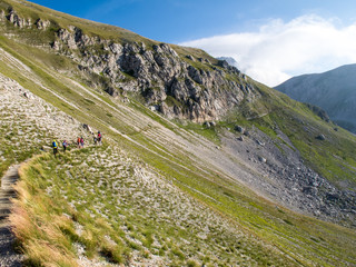 SENTIERO ALPINO CON CAMMINATORI