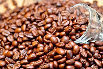 Coffee on grunge wooden background
