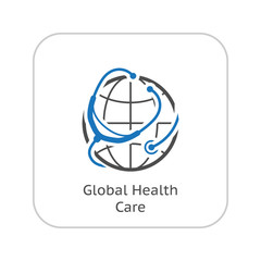 Global Health Care Icon. Flat Design.