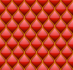Naklejka premium Red with Gold Quilted Leather Seamless Background. Vector