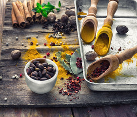 Still life with spices and herbs