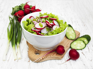 Spring salad with cucumbers and radish