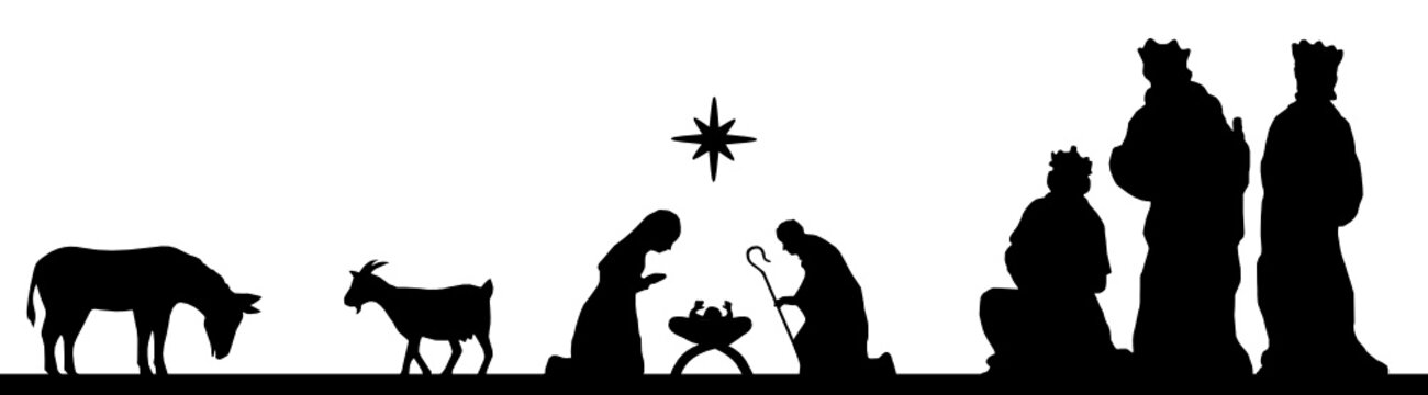 Weihnachten Mit Krippe Und Heiligen 3 Konigen Stock Vector Adobe Stock