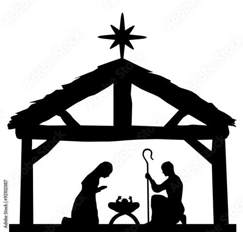 free black and white nativity scene clipart - photo #18