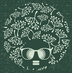 Black head woman with strange hair.