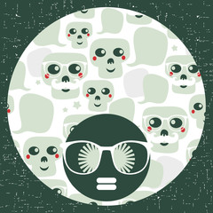 Seamless pattern with funny skulls.