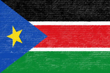 South Sudan - National flag on Brick wall
