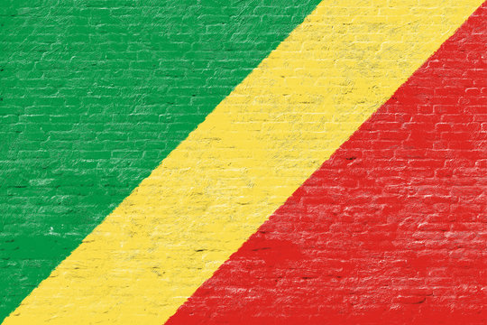 Republic of the Congo - National flag on Brick wall © STOCKSTUDIO