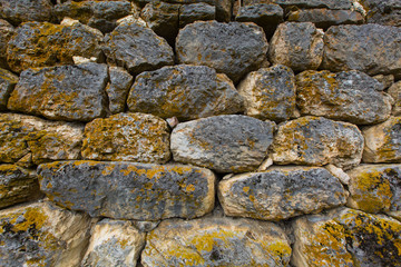 Russia, the Caucasus, North Ossetia. Detail of the stone walls o