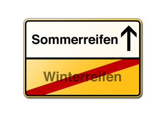 Sommerreifen statt Winterreifen Schild - Reifen wechseln