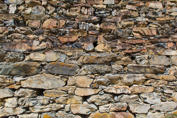Russia, the Caucasus, North Ossetia. Detail of the stone walls o