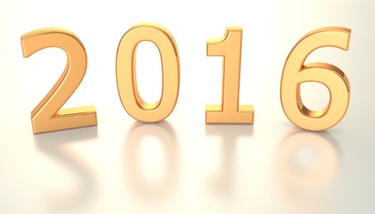 The number 2016 on a white reflective background