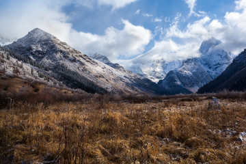 Obraz premium The first frost in the mountains.