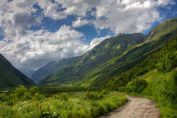 Naklejka na ściany i meble Dombay. Caucasus Mountains in summer