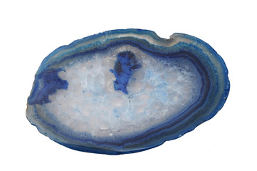 Fototapeta premium Blue agate stone isolated on white background