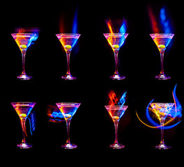 modern cocktails in glasses