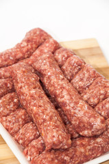 Supermarket package of turkish kebabs with minced meat