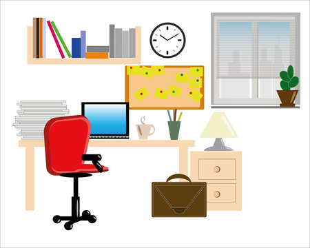 Home interior workplace, concept, vector ,