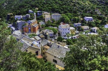 A colorful village in Corsica, France