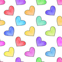 Seamless pattern with hearts. Hand-drawn background. Vector