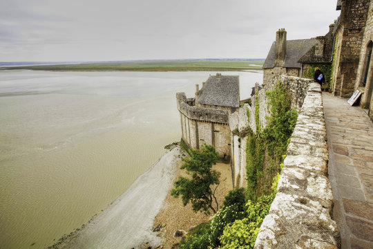 A view from the towers of Mont St Michel in Normandy, France