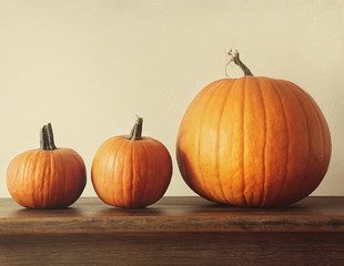 Pumpkins on a table