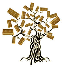 Money concept. Money tree isolated on white. Vector illustration.