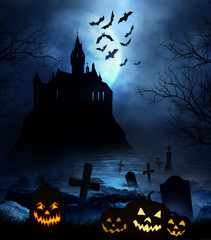 Wooden floor with Halloween background