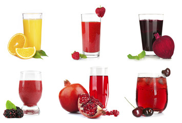 Different juices, isolated on white