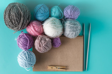 Leisure  concept. Colored clew of yarn for knitting