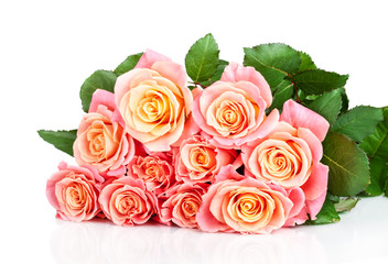 Bright pink bouquet of roses flowers