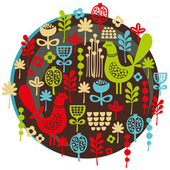 Birds and flowers print.