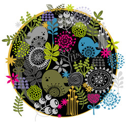 Birds and flowers print.