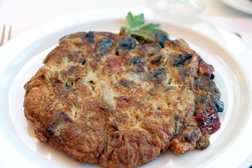 Vegetable omelette  on plate Spain