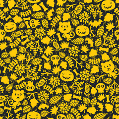Seamless Halloween background with monsters.