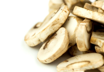 Sliced mushrooms closeup macro