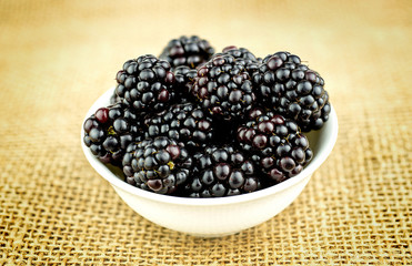 Bowl of ripe blackberry berries