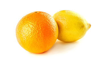 Orange and lemon, studio isolated