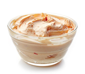 cream cheese with paprika and tomato, dip sauce - obrazy, fototapety, plakaty