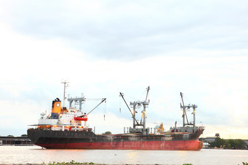 Cargo ship in Chao Phraya River