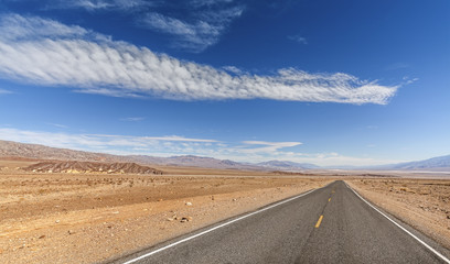 Endless country highway, Death Valley, USA.
