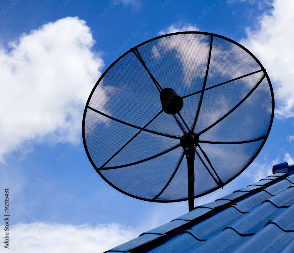 Wall mural satellite dish on the roof